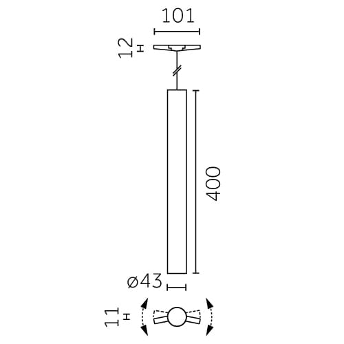 Yori Outline 24V - Pendant Curved 400 Ø43mm hover