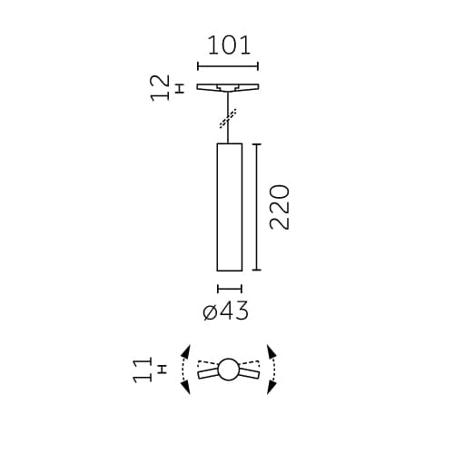 Yori Outline 24V - Pendant Curved 220 Ø43mm hover